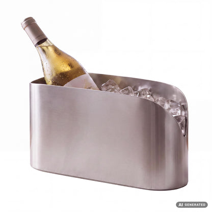 Flessenkoeler 47cm Metaal Zilver - Gebogen Design Wijnkoeler & Champagnekoeler
