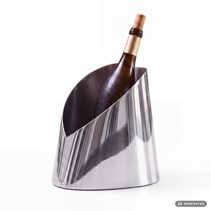 Flessenkoeler 24,5cm Metaal Zilver - Gebogen Design Wijnkoeler & Champagnekoeler