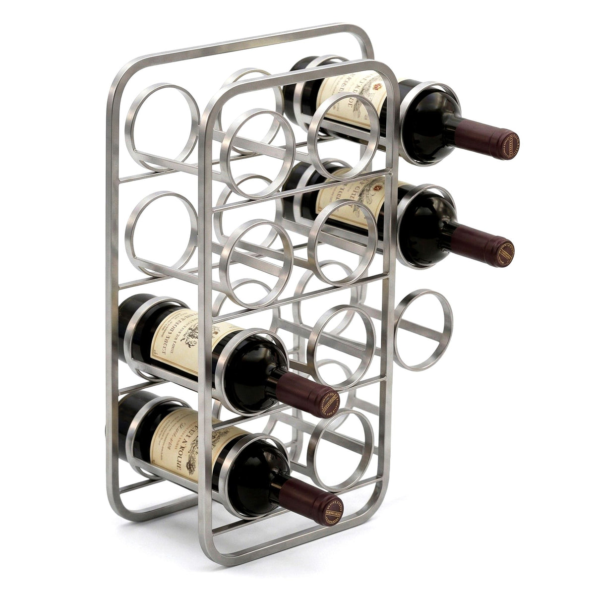 Wijnrek 47cm Zilver Design Flessenrek Metaal - Flessenhouder staand voor 11 Flessen