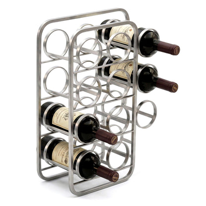 Wijnrek 47cm Zilver Design Flessenrek Metaal - Flessenhouder staand voor 11 Flessen