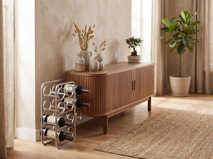 Wijnrek 47cm Zilver Design Flessenrek Metaal - Flessenhouder staand voor 11 Flessen