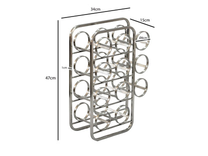 Wijnrek 47cm Zilver Design Flessenrek Metaal - Flessenhouder staand voor 11 Flessen