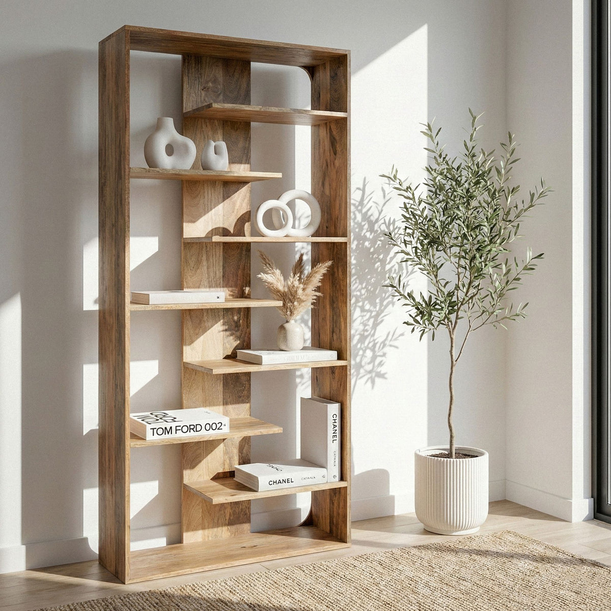Boekenkast 200cm Massief Mangohout - Open Staand Rek