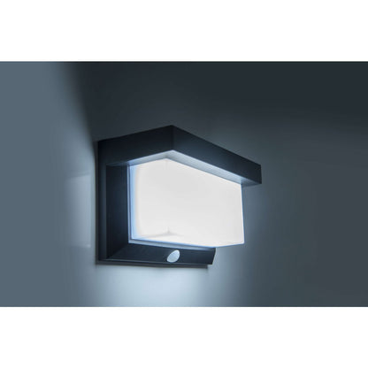 LED Solar Buitenwandlamp met bewegingsdetector, voor buiten, wandlamp - Plastic in zwart, met geïntegreerde LED