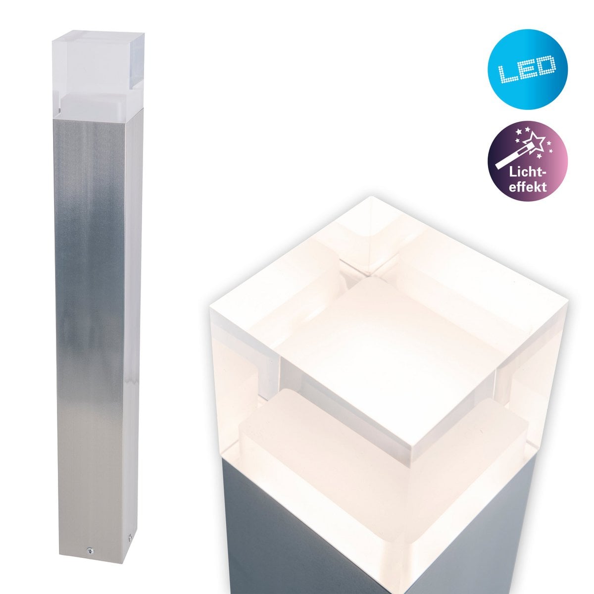 LED Outer Socket Light "Leah" gemaakt van metaal en plastic in stalen blanke, geïntegreerde LED, padlichten