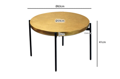 Salontafel Aluminium Rond 63cm Goud - Moderne Woonkamertafel Oriëntaals