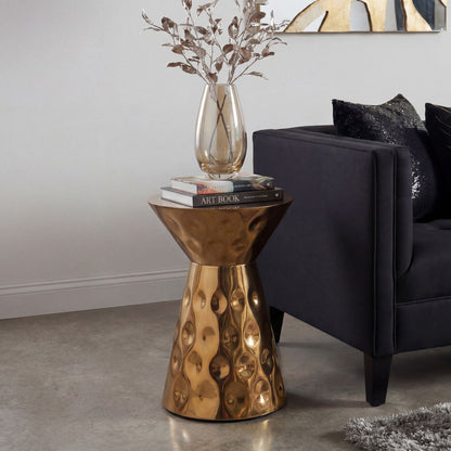 Bijzettafel Aluminium 36cm Goud Rond - Design Bijzettafel Metaal