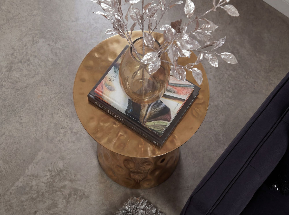 Bijzettafel Aluminium 36cm Goud Rond - Design Bijzettafel Metaal