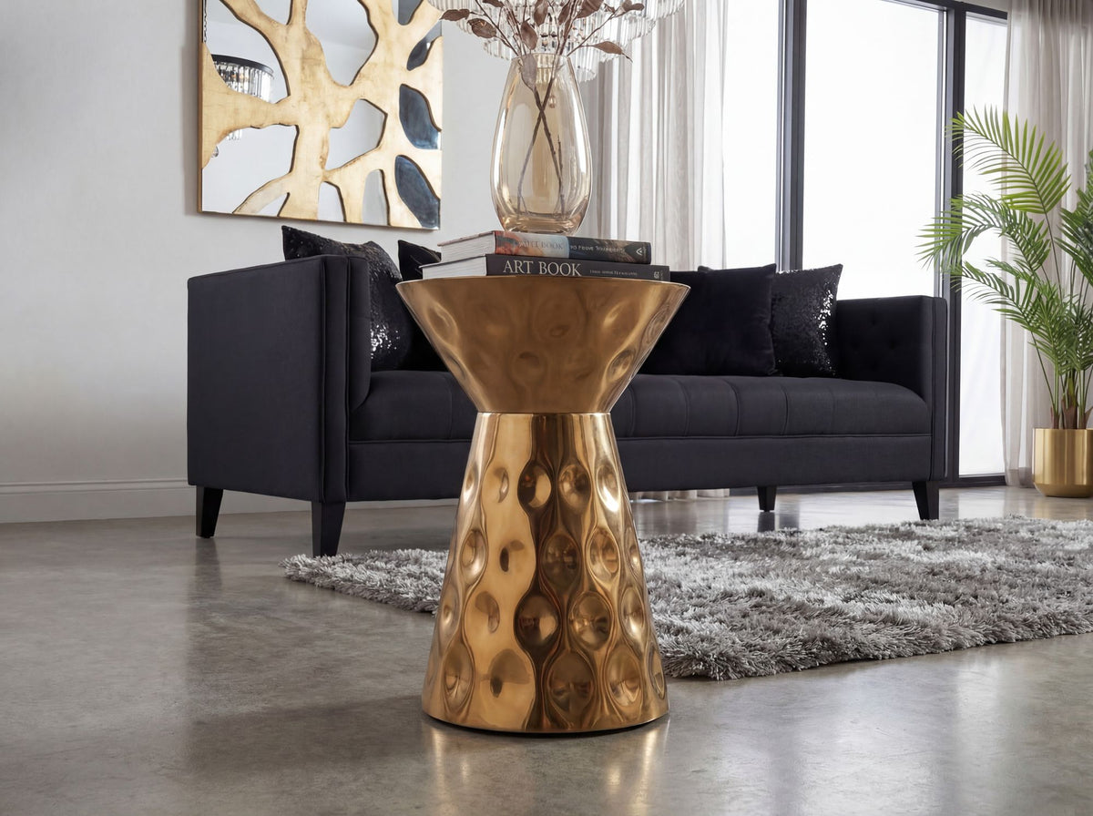 Bijzettafel Aluminium 36cm Goud Rond - Design Bijzettafel Metaal