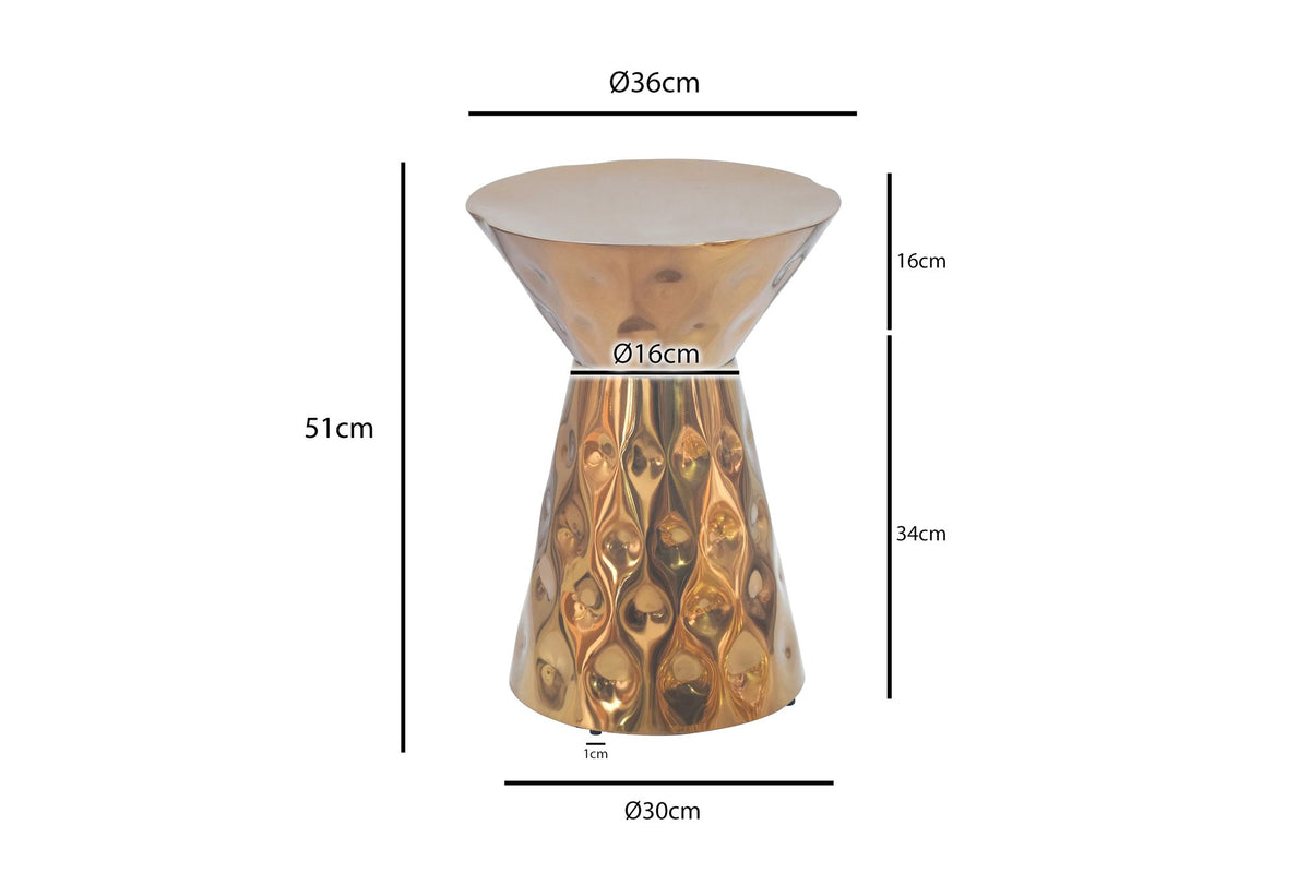 Bijzettafel Aluminium 36cm Goud Rond - Design Bijzettafel Metaal