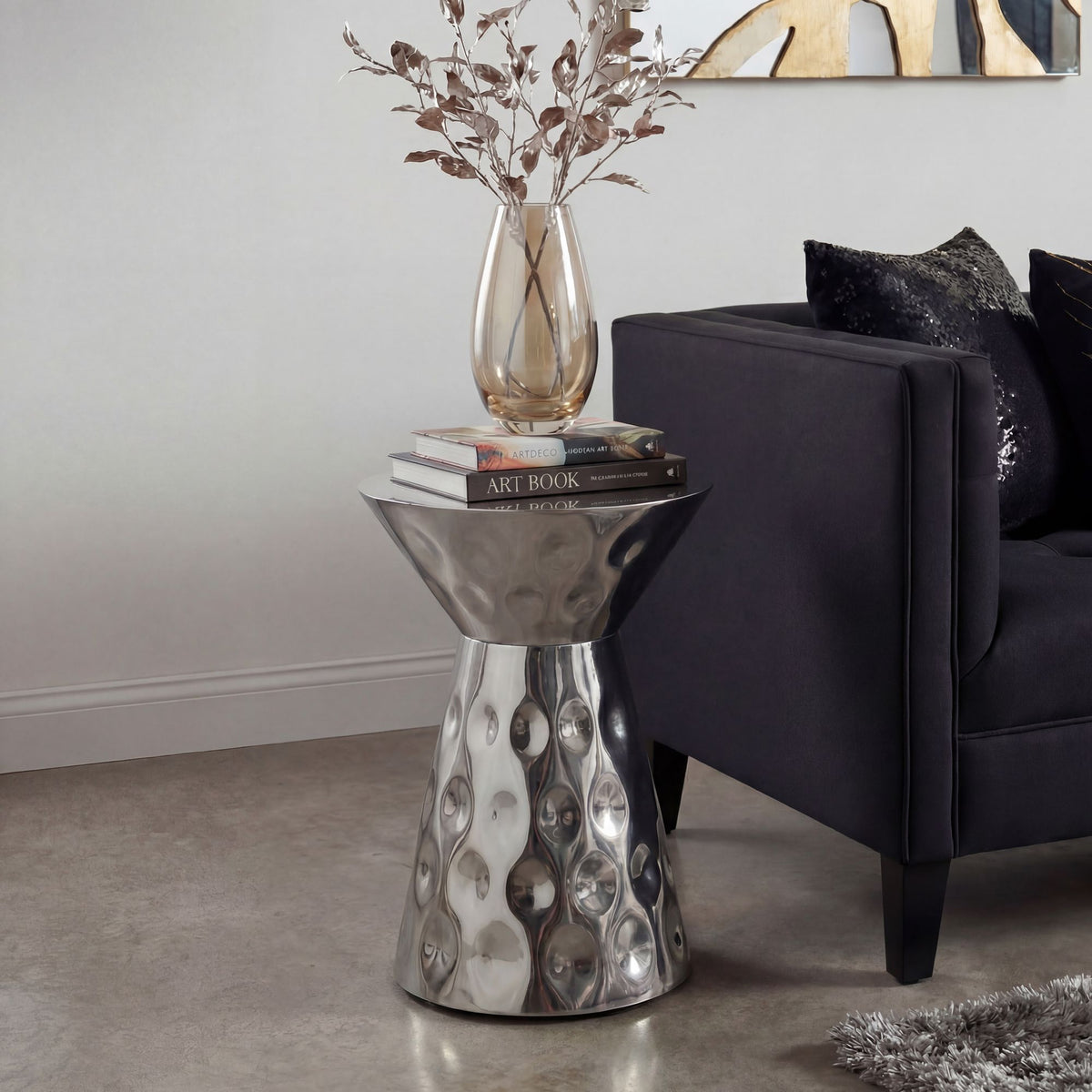 Bijzettafel Aluminium 36cm Zilver Rond - Design Bijzettafel Metaal