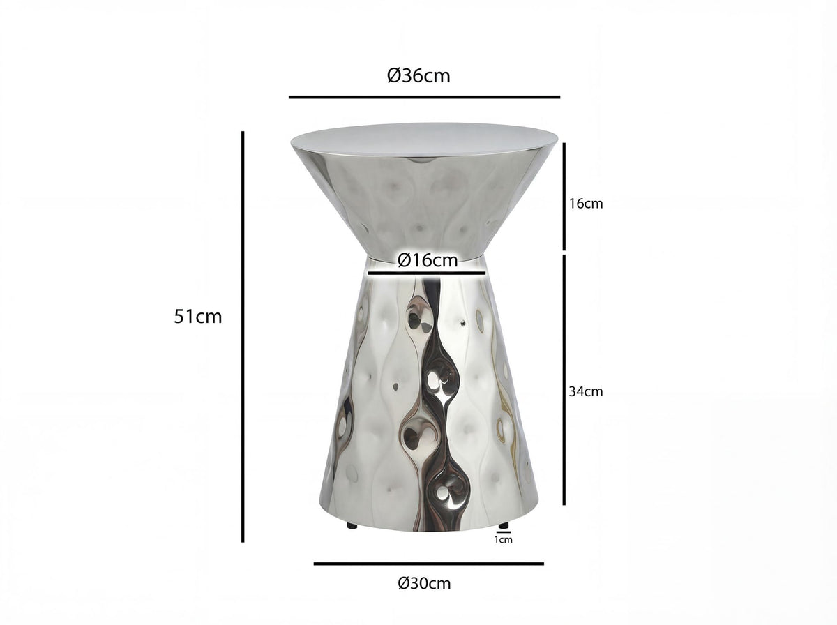 Bijzettafel Aluminium 36cm Zilver Rond - Design Bijzettafel Metaal