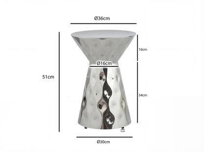 Bijzettafel Aluminium 36cm Zilver Rond - Design Bijzettafel Metaal