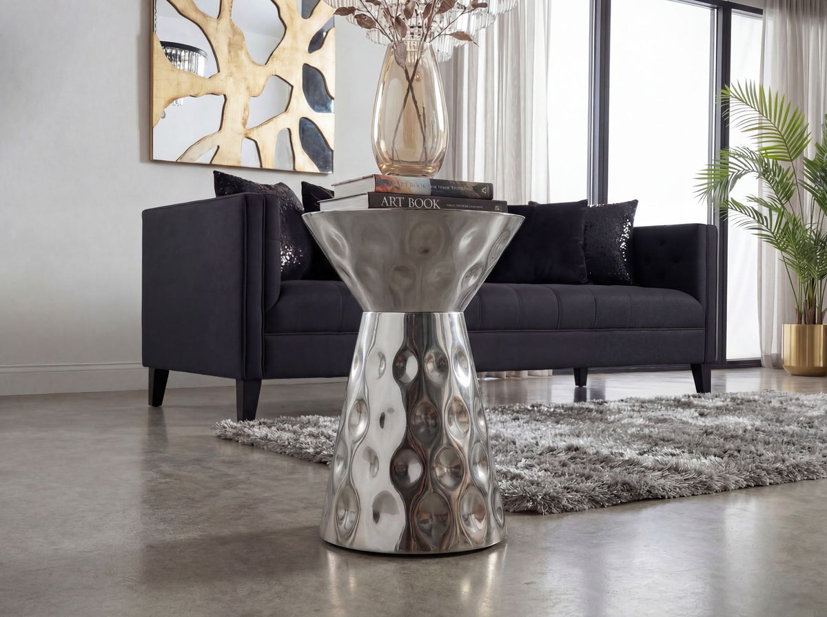 Bijzettafel Aluminium 36cm Zilver Rond - Design Bijzettafel Metaal