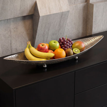 Fruitschaal Zilver Ovaal Schaal 60cm Tafeldecoratie langwerpig