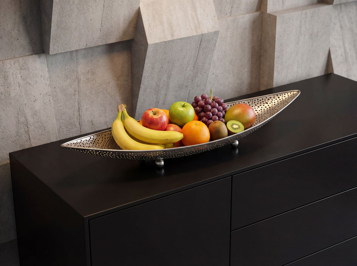 Fruitschaal Zilver Ovaal Schaal 60cm Tafeldecoratie langwerpig