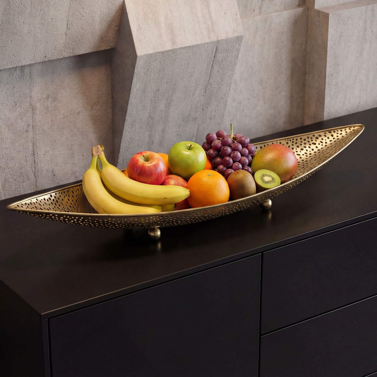 Fruitschaal Goud Ovaal Schaal 60cm Tafeldecoratie langwerpig