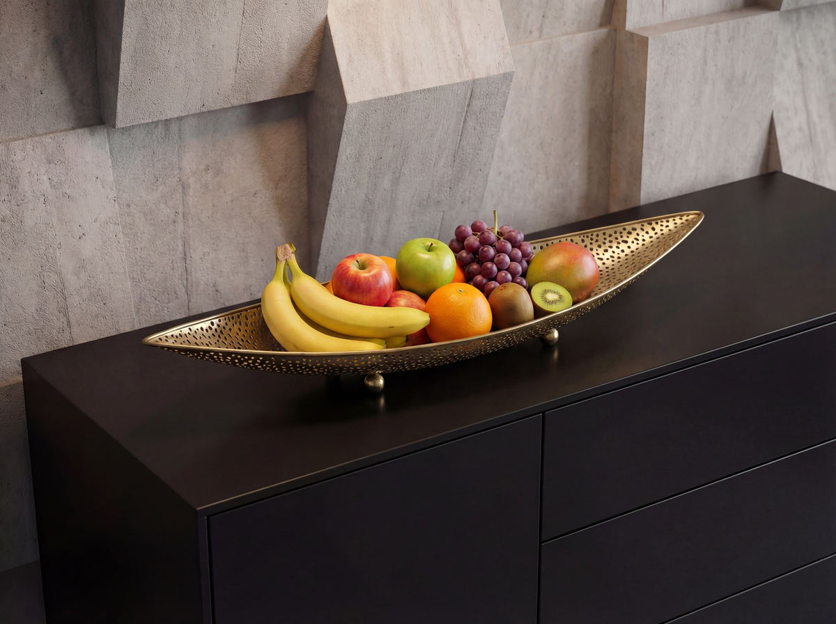 Fruitschaal Goud Ovaal Schaal 60cm Tafeldecoratie langwerpig