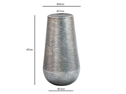 Decoratieve Vaas Metaal 47cm Zilver - Design Bloemenvaas Groot