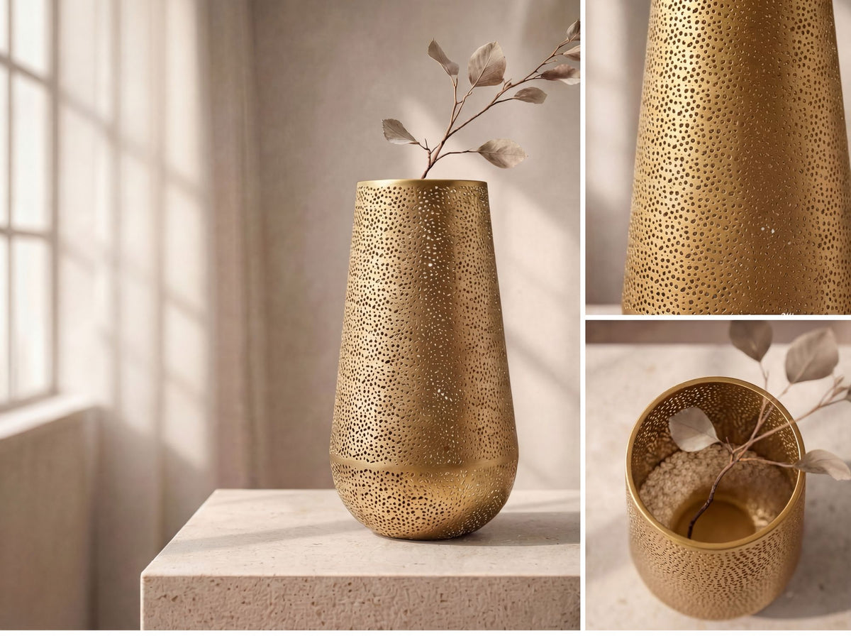 Decoratieve Vaas Metaal 47cm Goud - Design Bloemenvaas Groot