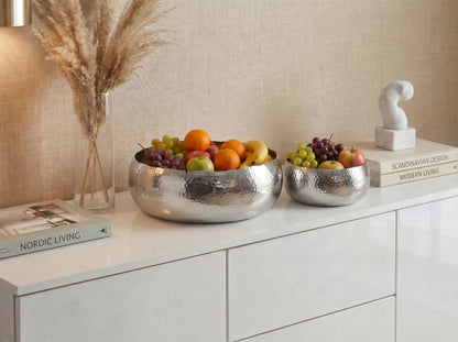 Fruitschaal 2-delige set Rond Zilver Schaal Metaal 36cm Tafeldecoratie