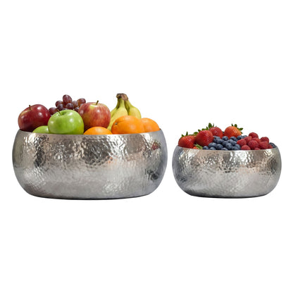 Fruitschaal 2-delige set Rond Zilver Schaal Metaal 36cm Tafeldecoratie