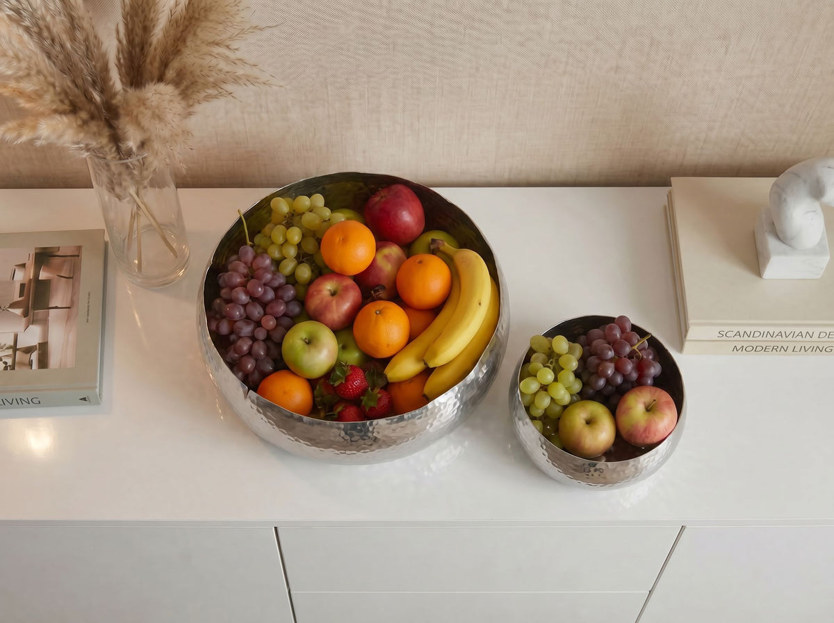 Fruitschaal 2-delige set Rond Zilver Schaal Metaal 36cm Tafeldecoratie