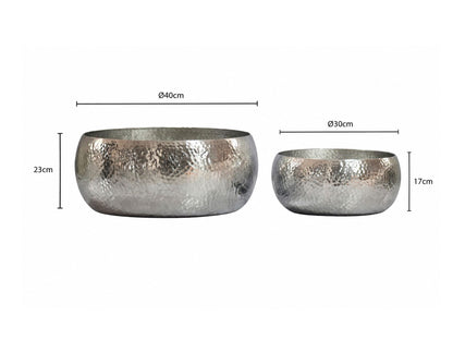 Fruitschaal 2-delige set Rond Zilver Schaal Metaal 36cm Tafeldecoratie
