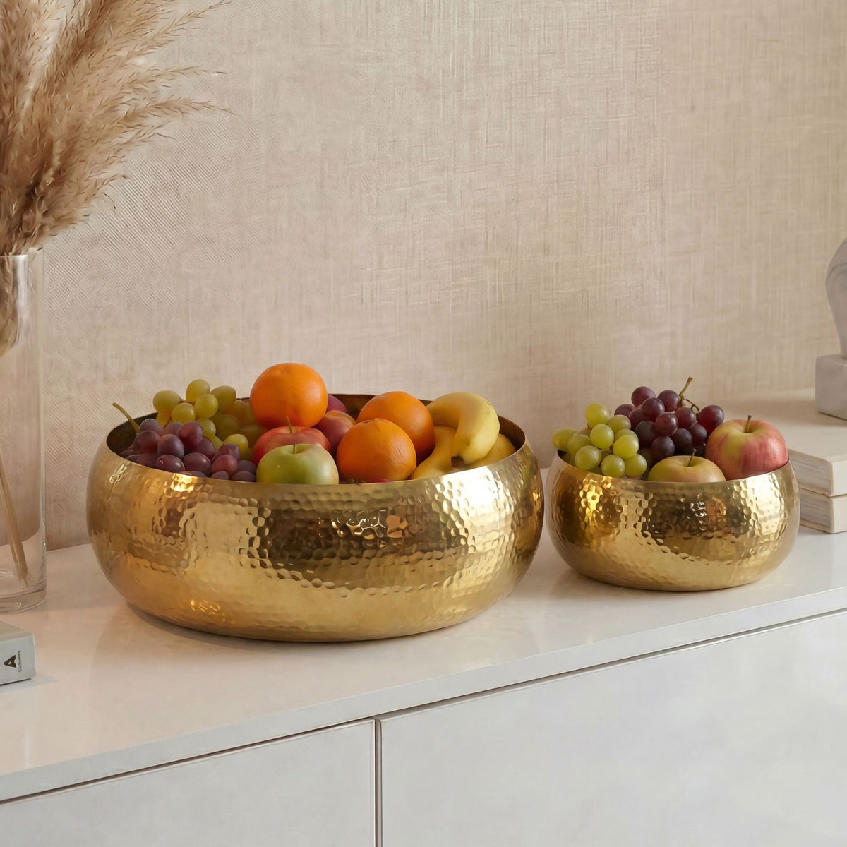 Fruitschaal 2-delige set Rond Goud Schaal Metaal 36cm Tafeldecoratie