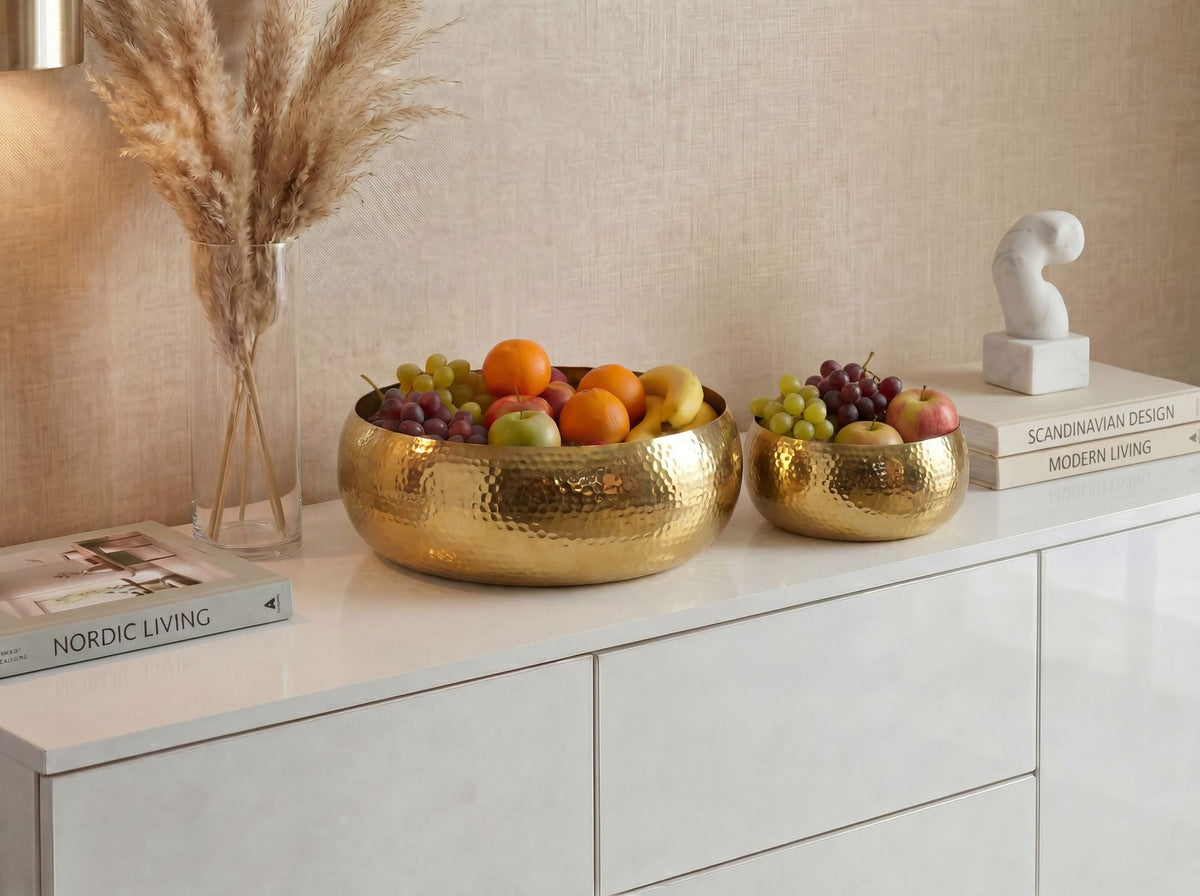 Fruitschaal 2-delige set Rond Goud Schaal Metaal 36cm Tafeldecoratie