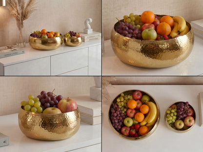 Fruitschaal 2-delige set Rond Goud Schaal Metaal 36cm Tafeldecoratie