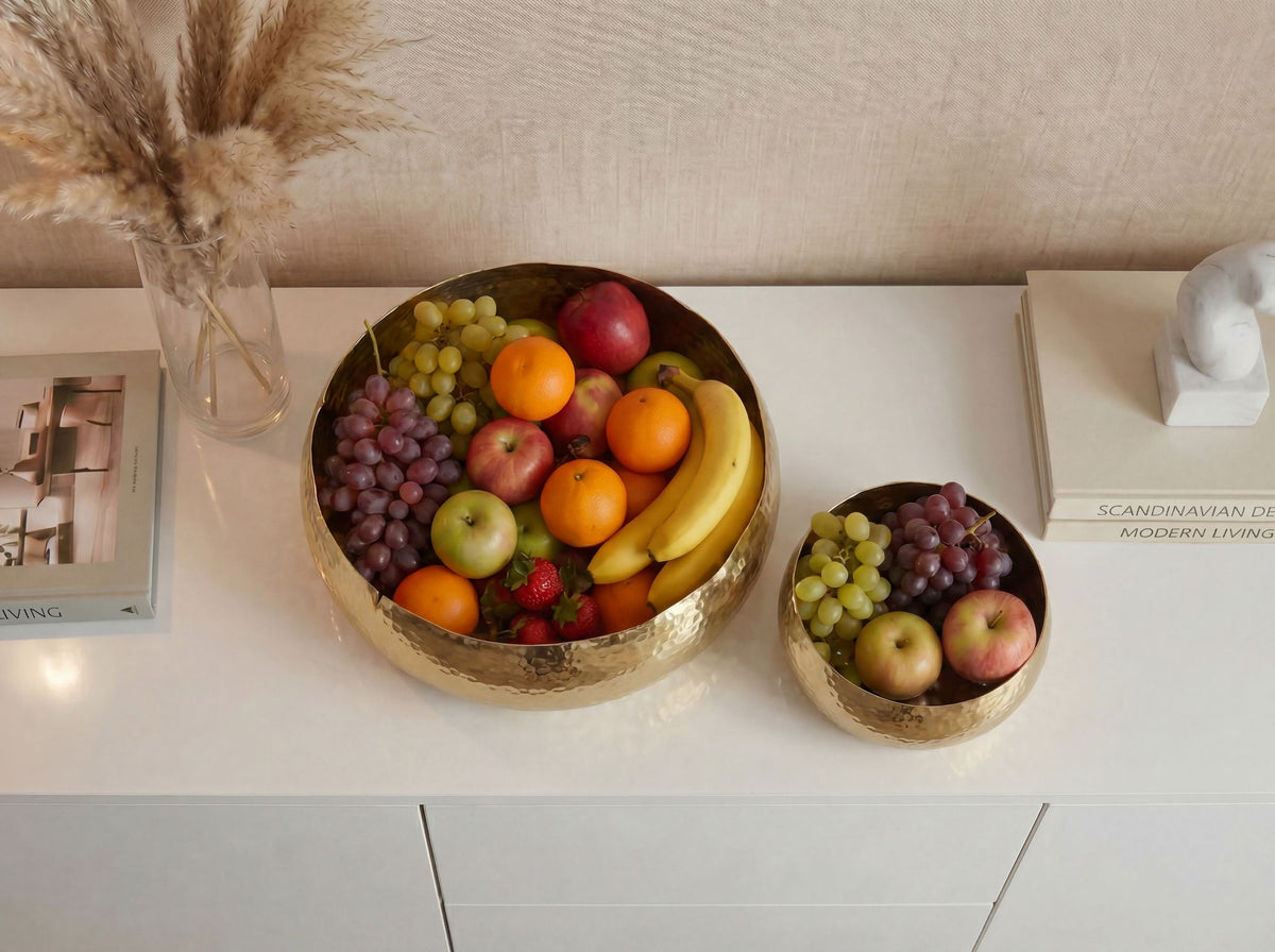 Fruitschaal 2-delige set Rond Goud Schaal Metaal 36cm Tafeldecoratie