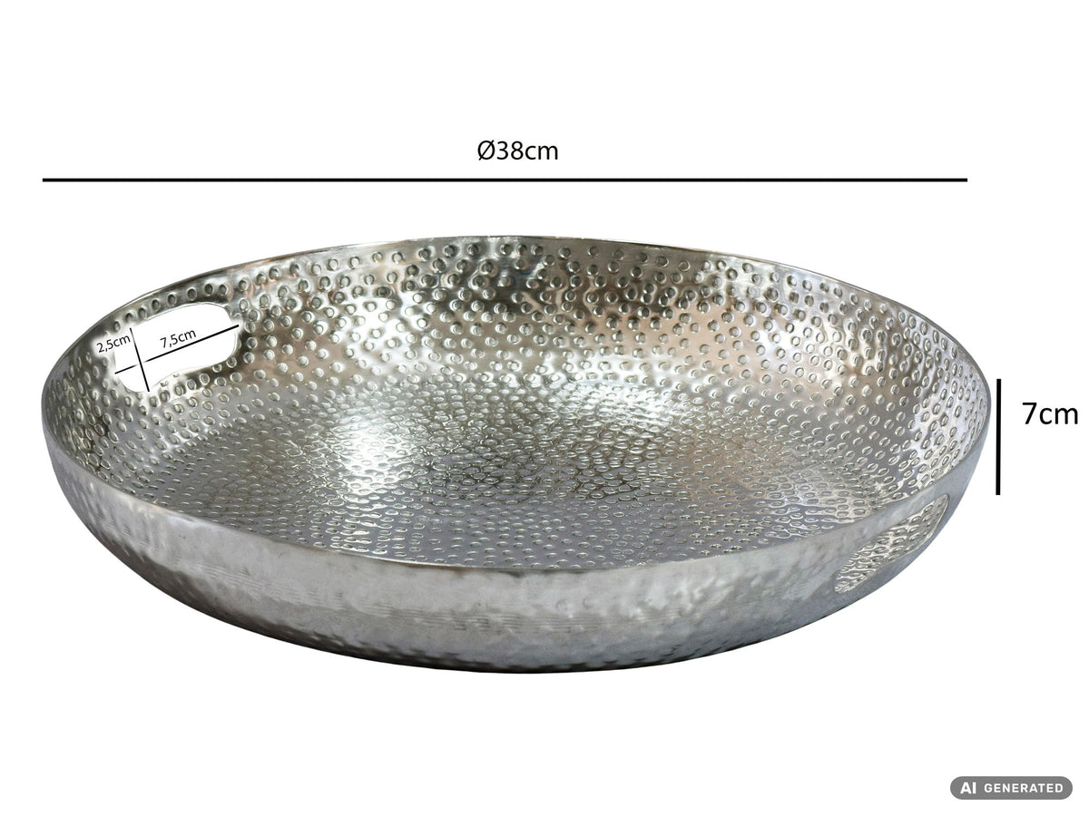 Fruitschaal Rond Zilver Schaal Metaal 38cm Tafeldecoratie
