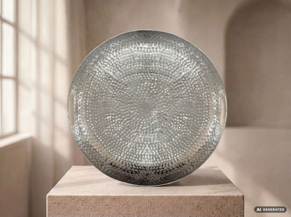 Fruitschaal Rond Zilver Schaal Metaal 38cm Tafeldecoratie