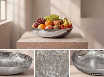 Fruitschaal Rond Zilver Schaal Metaal 38cm Tafeldecoratie
