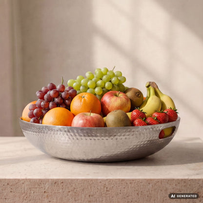 Fruitschaal Rond Zilver Schaal Metaal 38cm Tafeldecoratie
