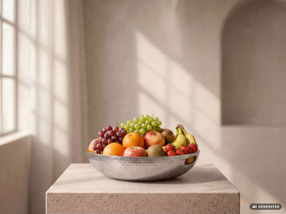 Fruitschaal Rond Zilver Schaal Metaal 38cm Tafeldecoratie