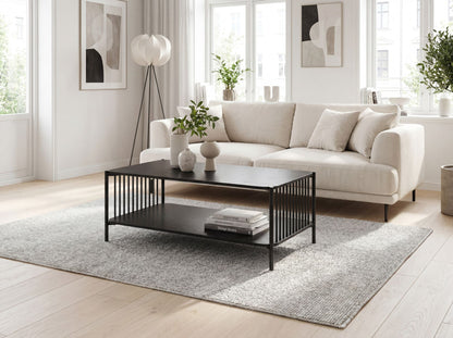Salontafel 110x60cm Eiken Look Zwart Rechthoekig - Design Metaal