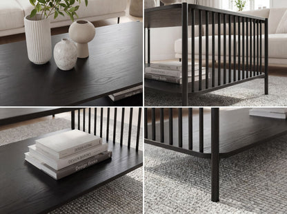 Salontafel 110x60cm Eiken Look Zwart Rechthoekig - Design Metaal