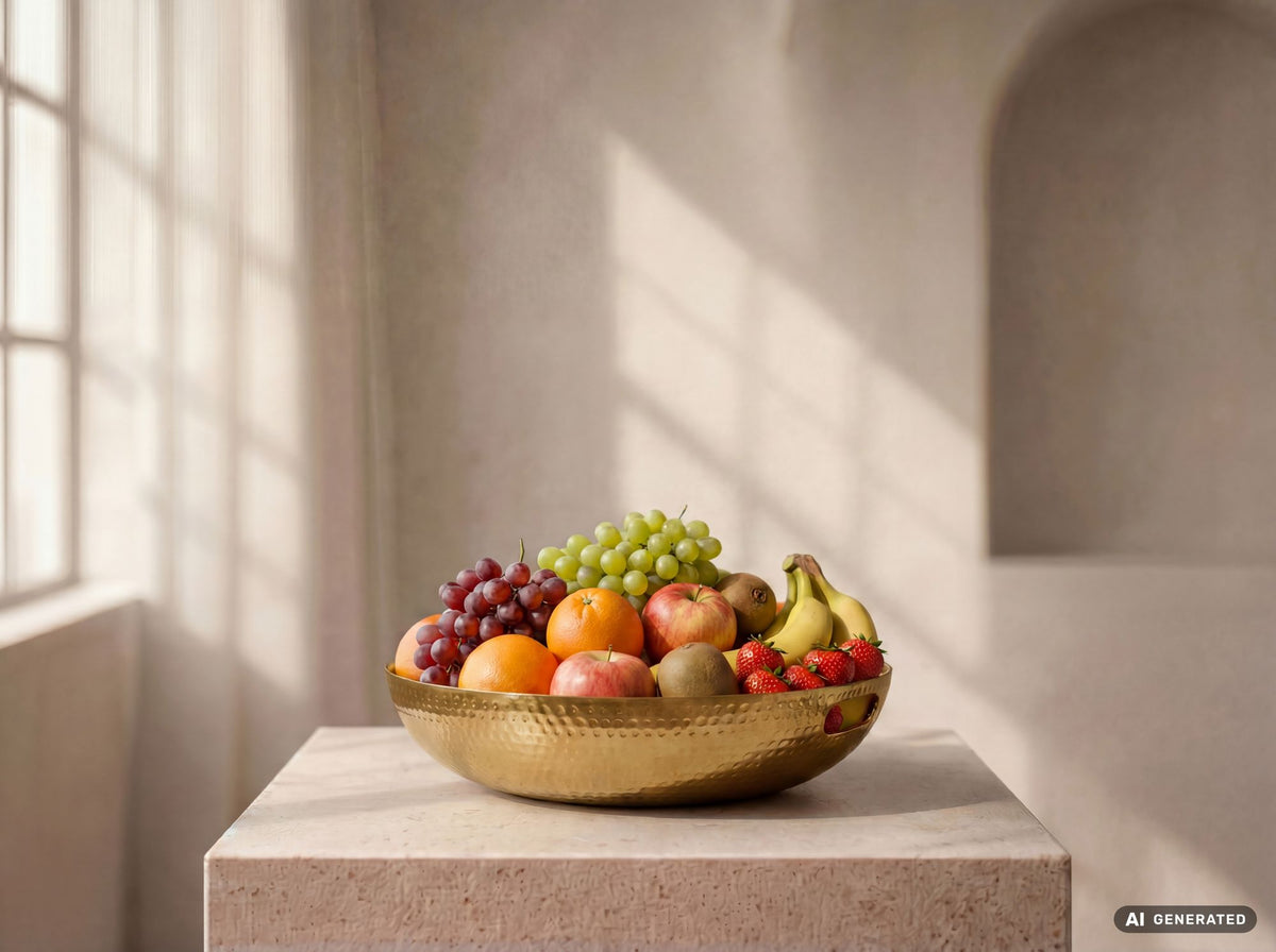 Fruitschaal Rond Goud Schaal Metaal 38cm Tafeldecoratie
