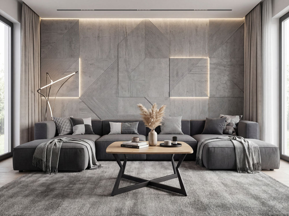 Salontafel Vierkant 75x75cm Eiken Look Zwart - Design Banktafel
