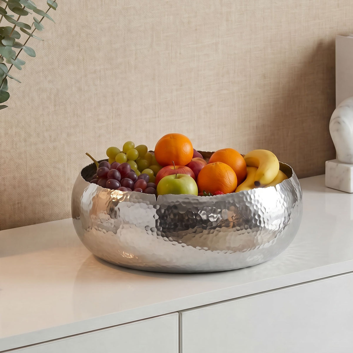 Fruitschaal Rond Zilver Schaal Metaal 35cm Tafeldecoratie