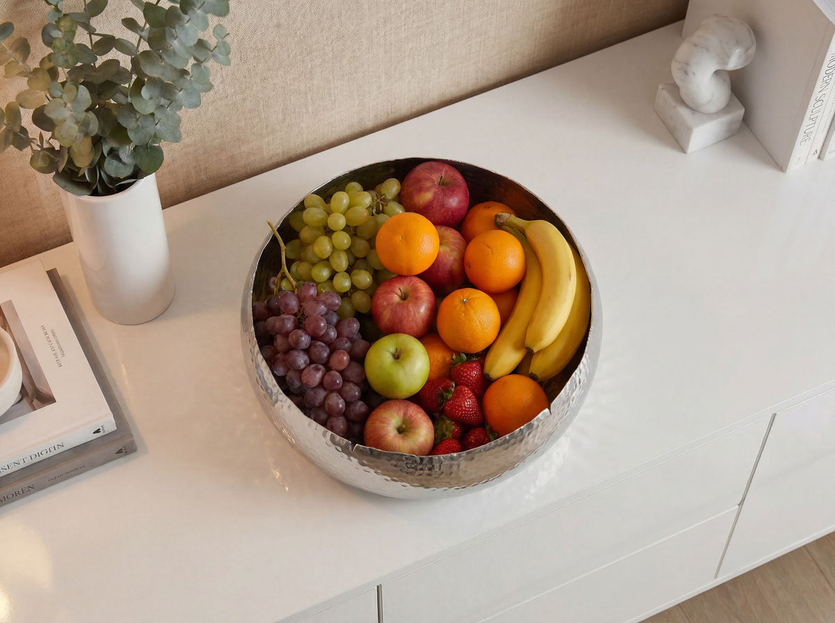 Fruitschaal Rond Zilver Schaal Metaal 35cm Tafeldecoratie