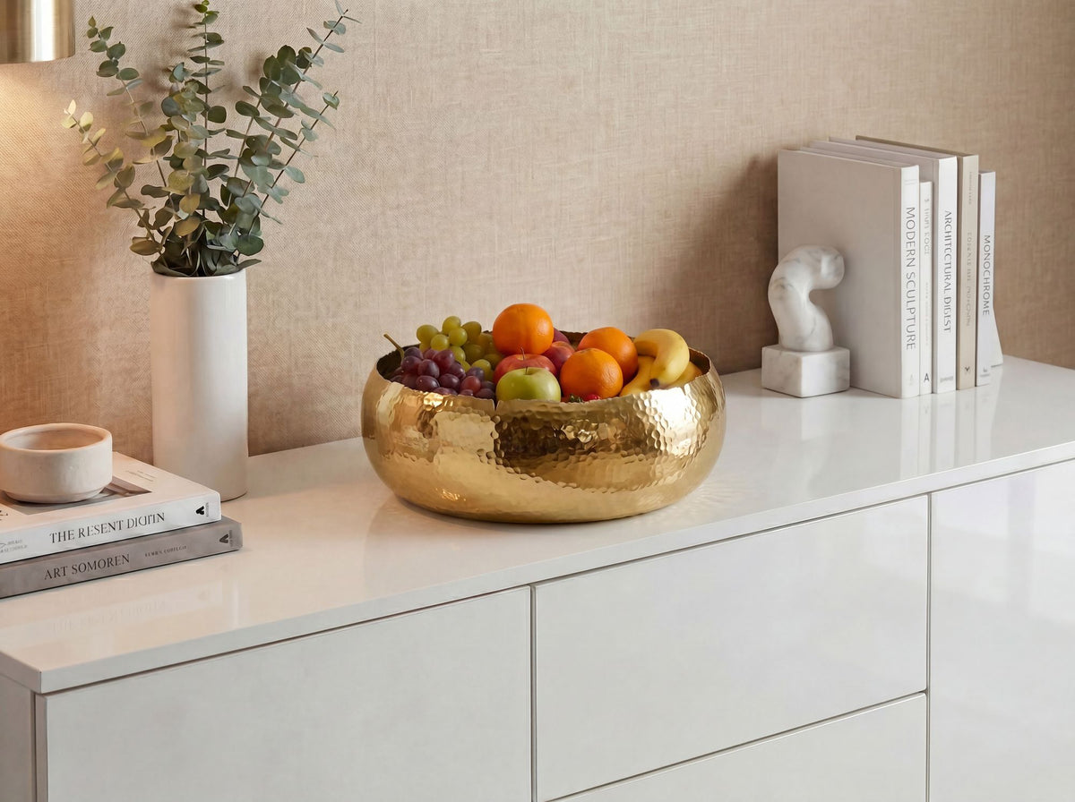 Fruitschaal Rond Goud Schaal Metaal 35cm Tafeldecoratie