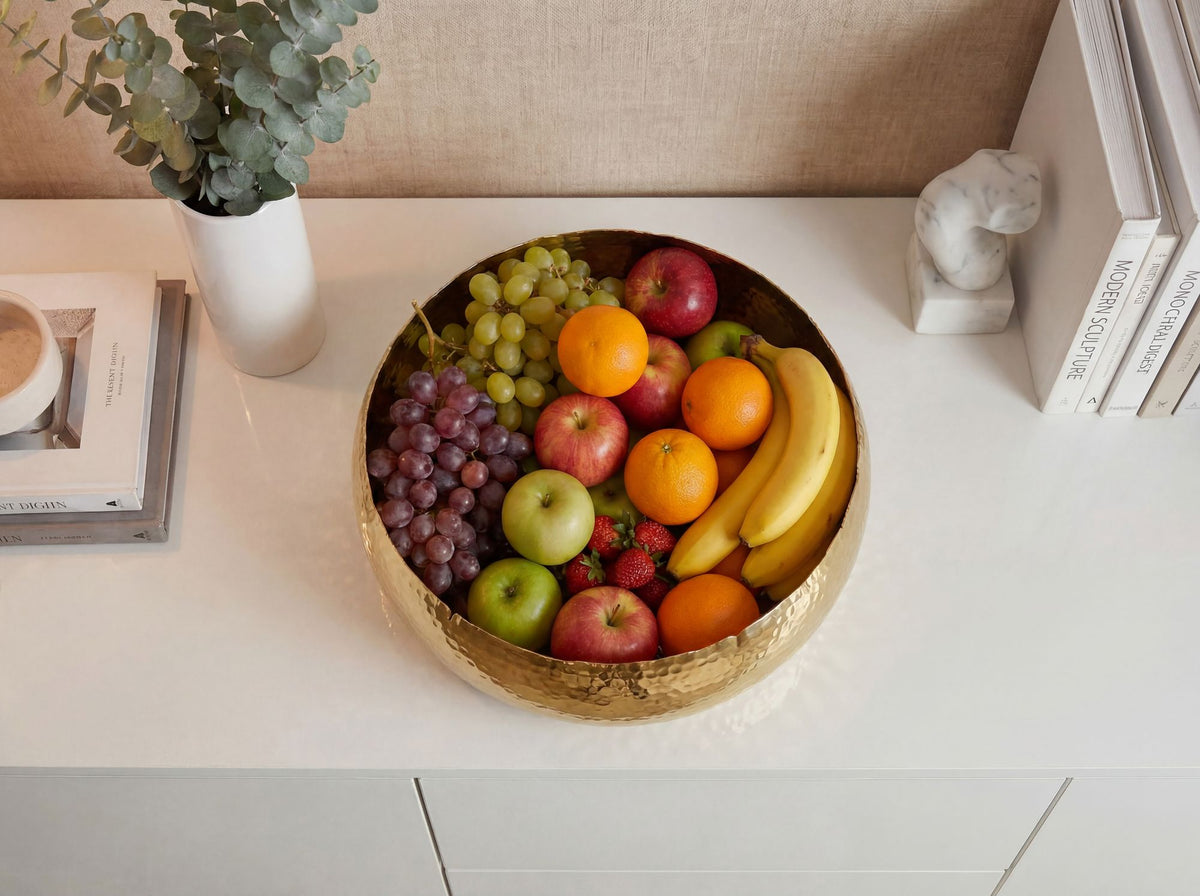 Fruitschaal Rond Goud Schaal Metaal 35cm Tafeldecoratie