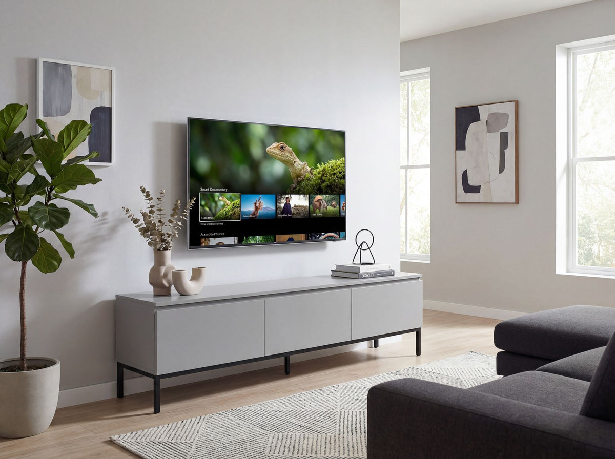 Lowboard 150cm TV-meubel Grijs Rechthoekig met 3 Lades - Design TV-kast