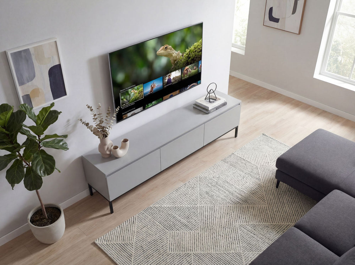 Lowboard 150cm TV-meubel Grijs Rechthoekig met 3 Lades - Design TV-kast