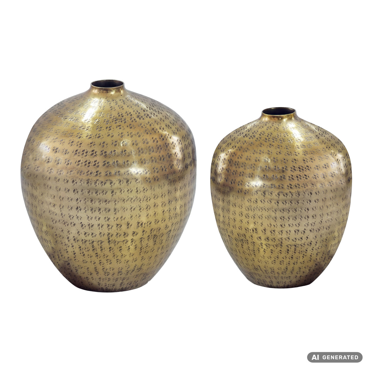 Tafelvaas 2-delige set Aluminium Goud - Decoratieve vaas rond