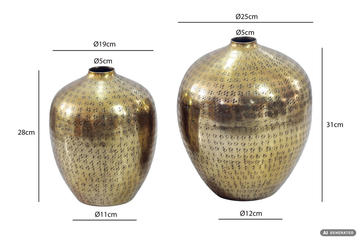 Tafelvaas 2-delige set Aluminium Goud - Decoratieve vaas rond