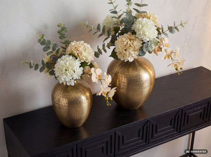 Tafelvaas 2-delige set Aluminium Goud - Decoratieve vaas rond